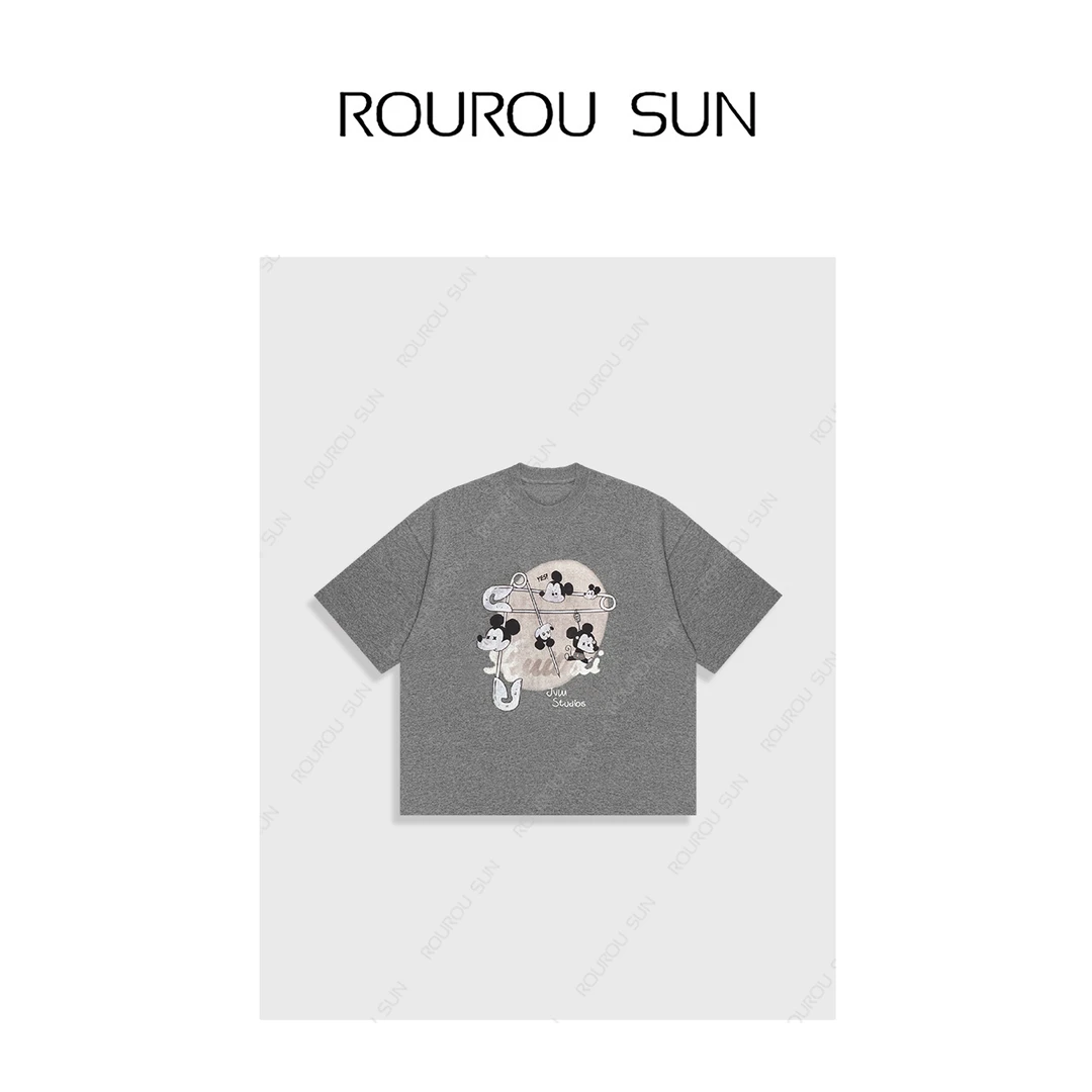 28220早秋款女装韩系可爱卡通米奇印花宽松圆领短袖T恤