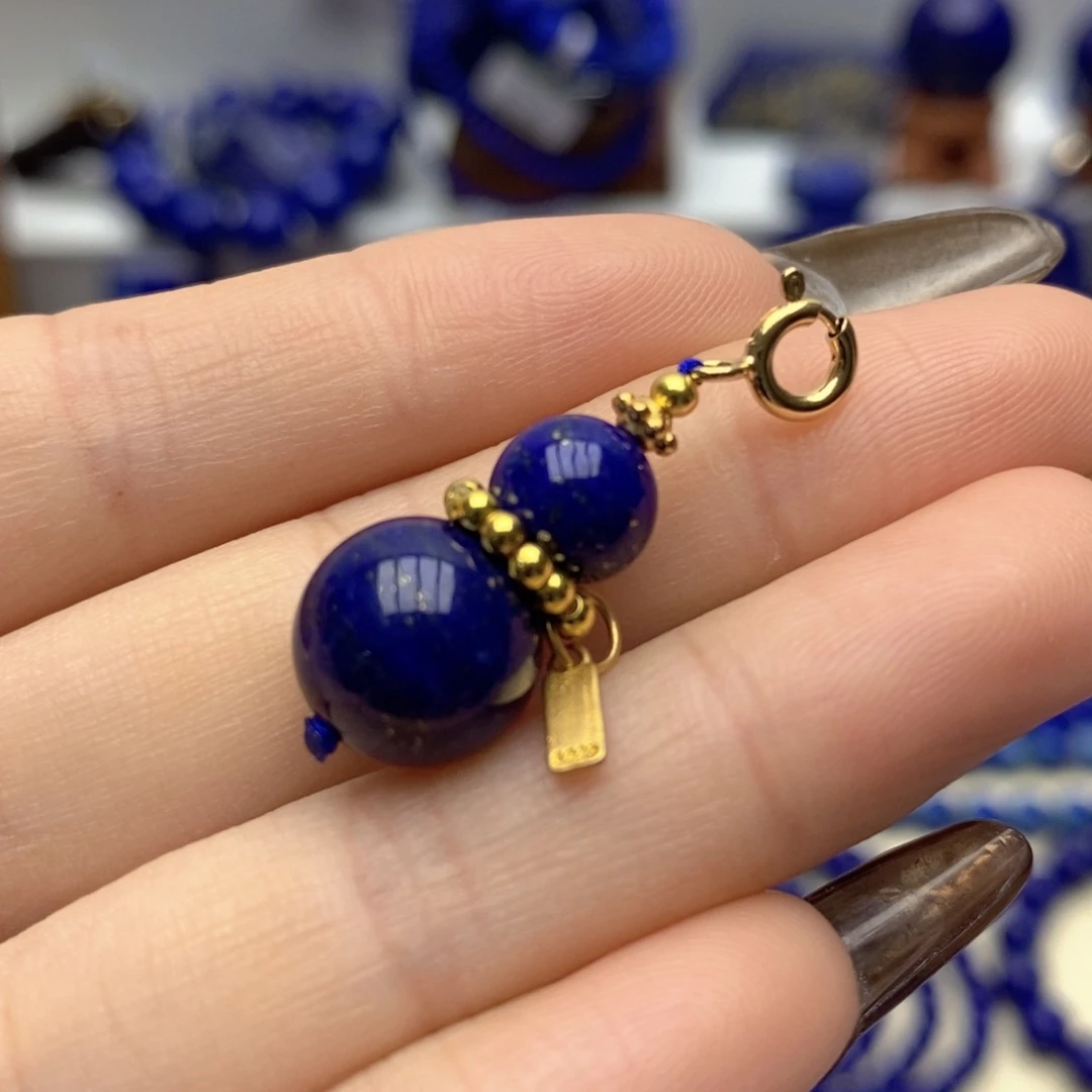 青金石银S925镀金镶嵌颈饰