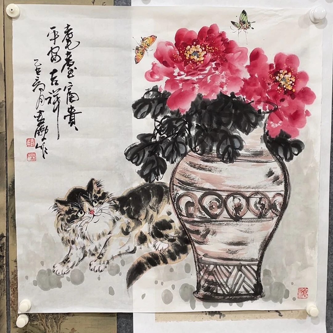 国画手绘国画写意猫