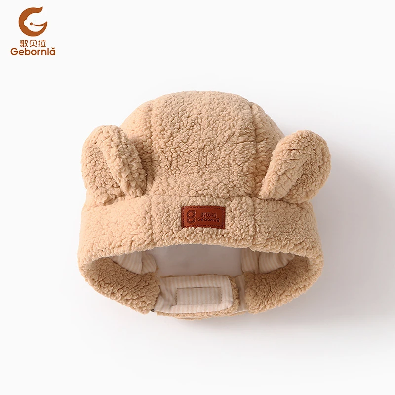 宝宝冬天羊羔绒双耳儿童帽子加绒加厚防风防寒秋冬季时尚批发6353