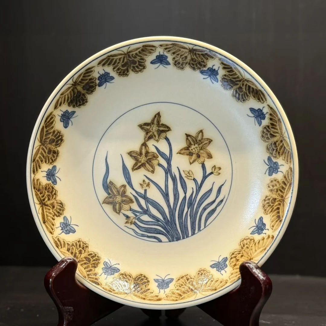 雨溪山房 釉里金水仙花壶承 YX00023