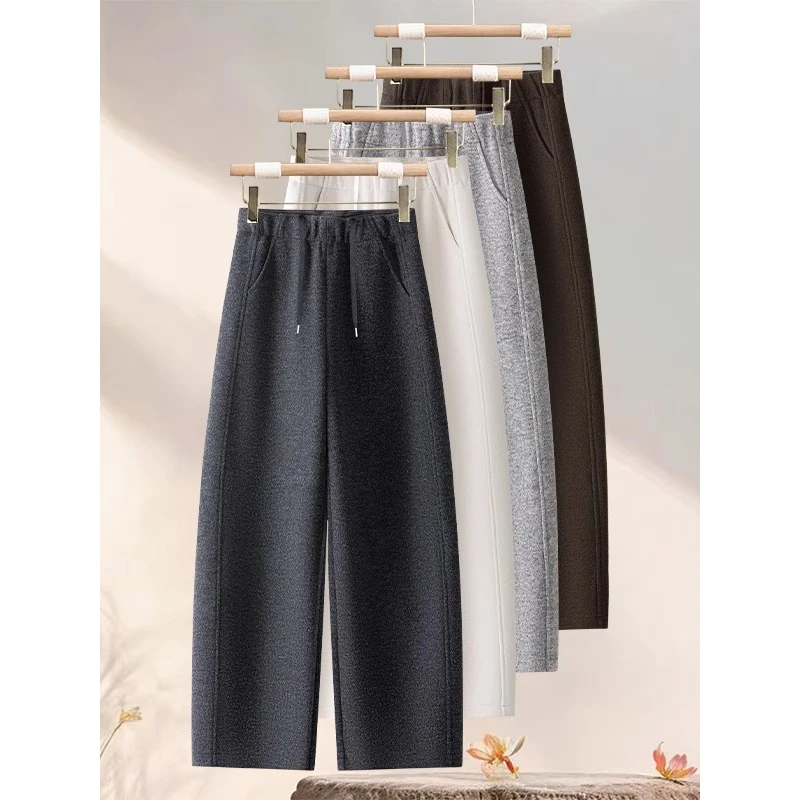 秋冬季直筒弯刀裤女2025新款高腰窄版香蕉裤气质百搭柔软糯米裤子