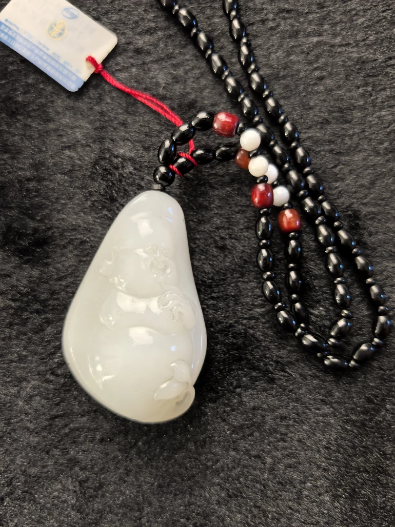 和田玉白玉佛公挂件28