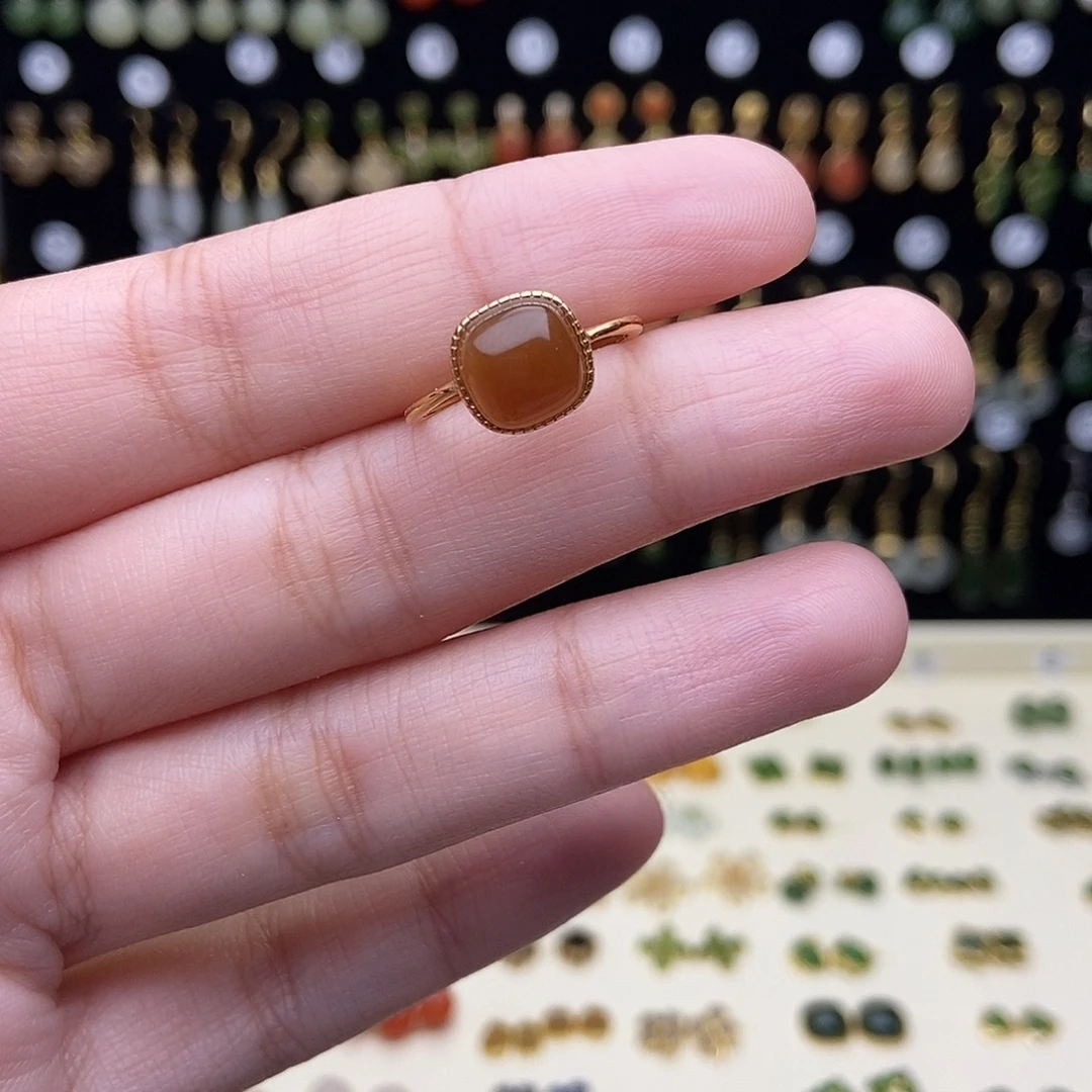 和田玉银S925镀金镶嵌耳饰