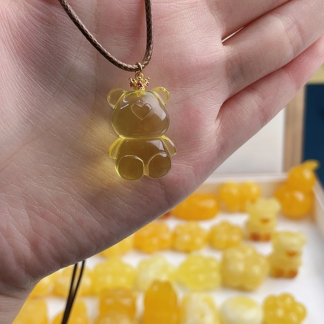 琥珀银S925镶嵌裸石琥珀吊坠