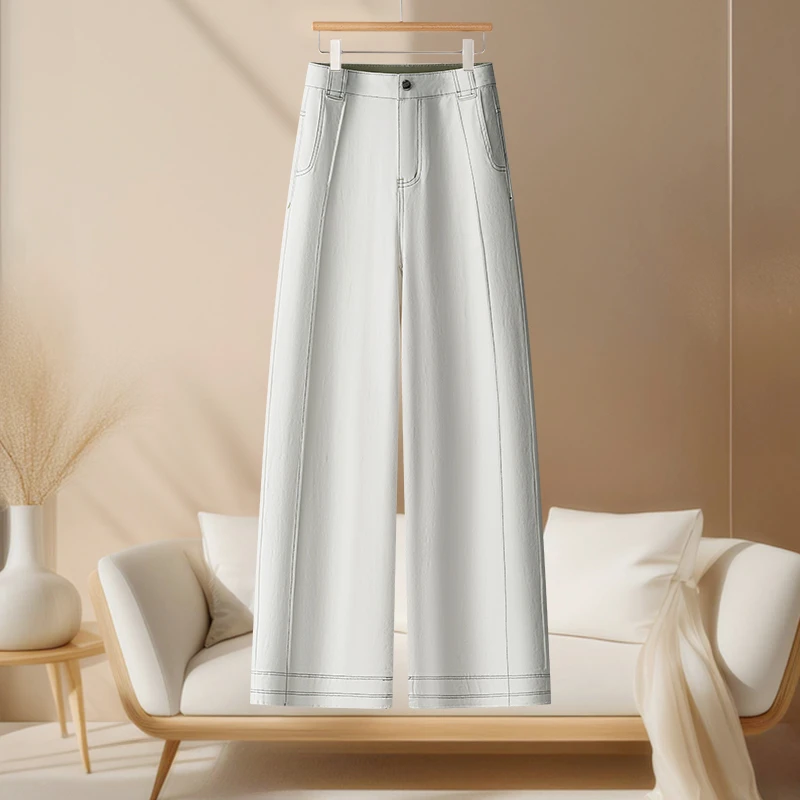 阔腿裤女山本裤白色垂感直筒裤薄款宽松小个子休闲女裤夏季5768-1