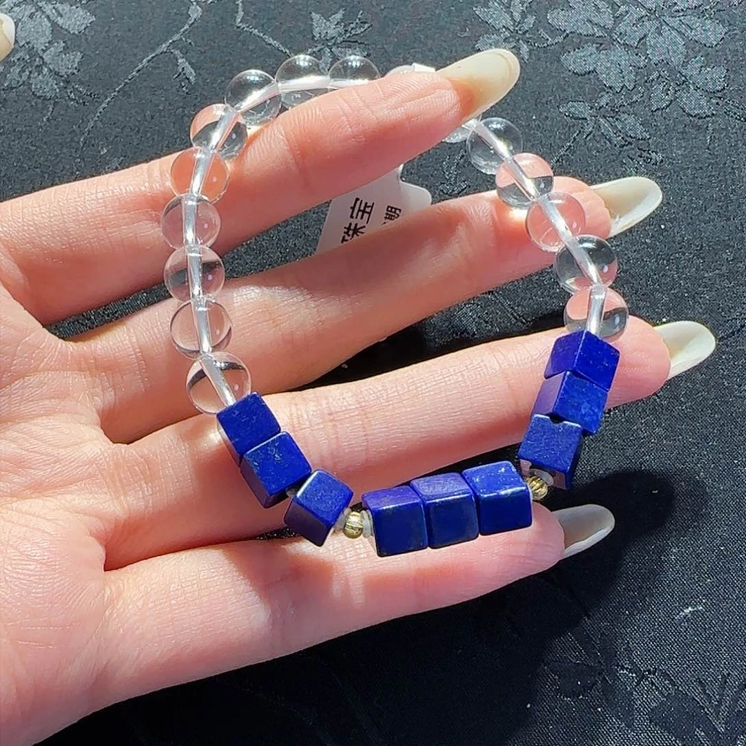 青金石手串未镶嵌D****?青金石白水晶手串