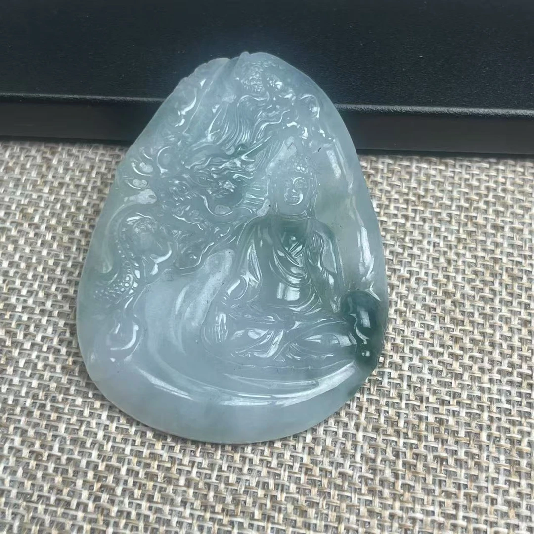 天然A货翡翠御龙大日吊坠