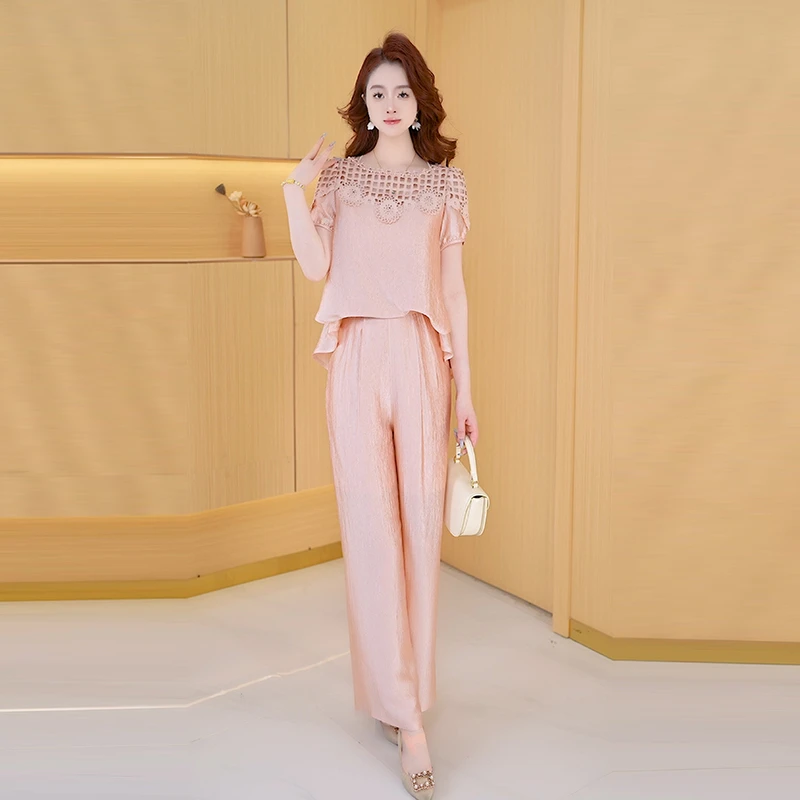 【两件套】夏季时尚修身洋气气质休闲百搭修身显瘦减龄女装套裤