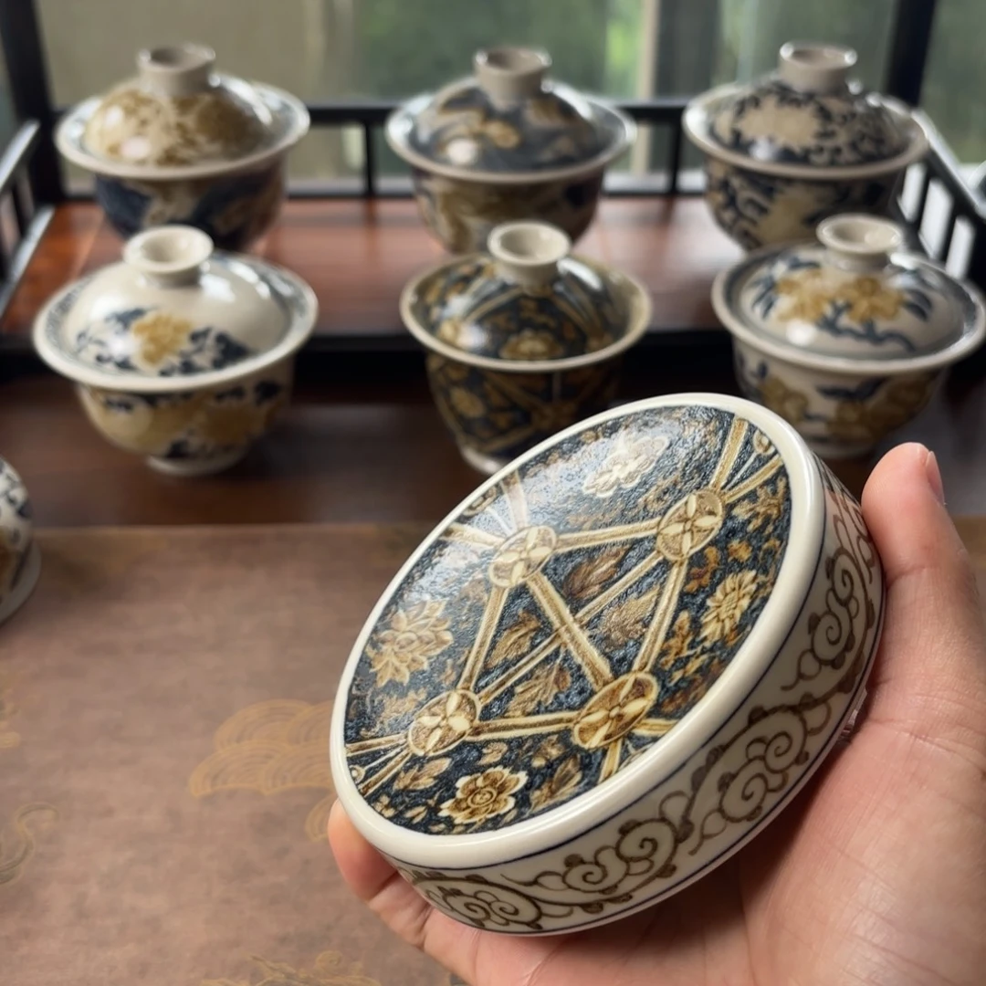 摆件景德镇手绘茶器盖置