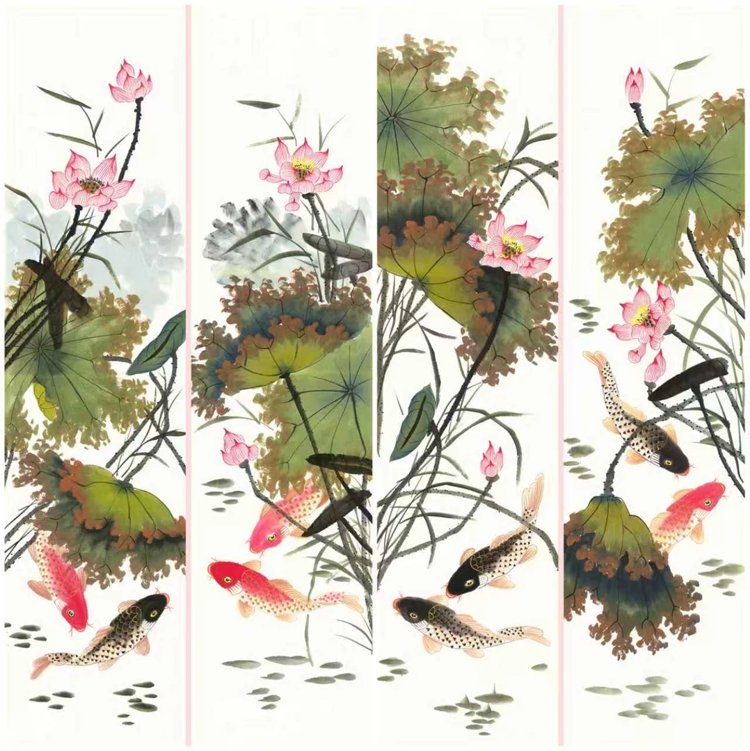 小美精选精品年年有余四条屏链接