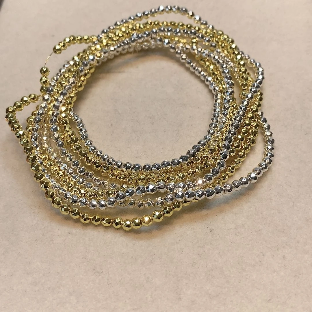 散珠玛瑙/玉髓3mm黑胆石到手2条