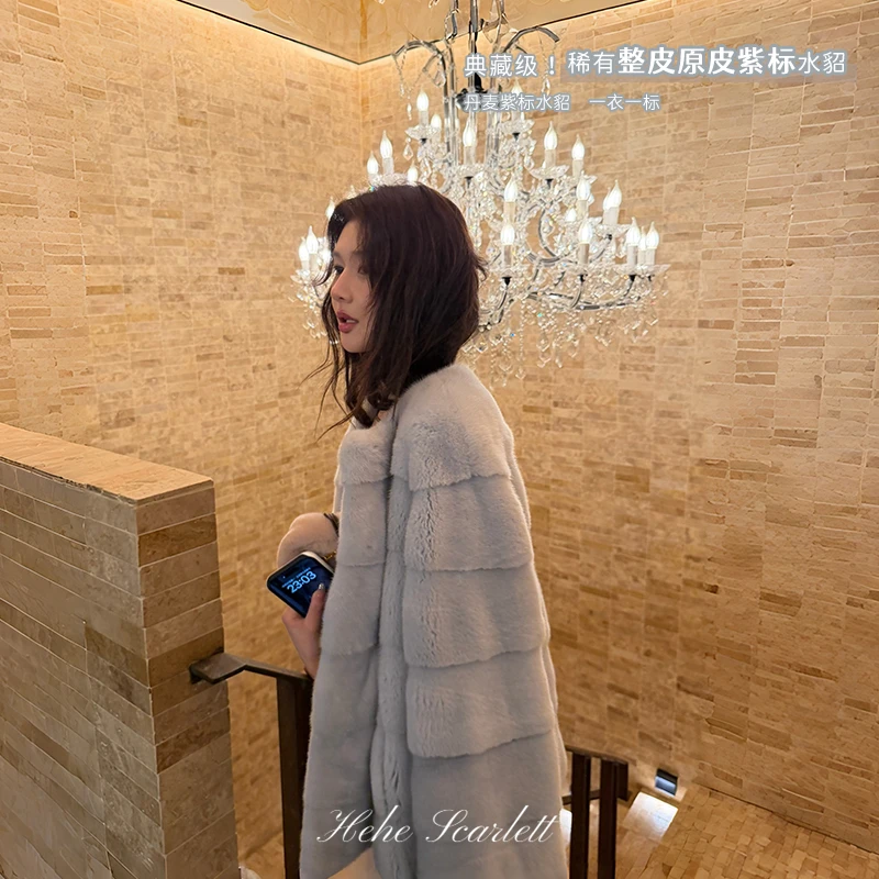 你的呵呵scarlett|丹麦整皮紫标水貂 典藏级稀有原皮横排皮草外套