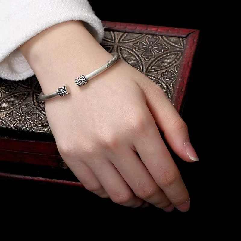足银手镯 足银999.9 20 古法细条心经开口手镯 23g