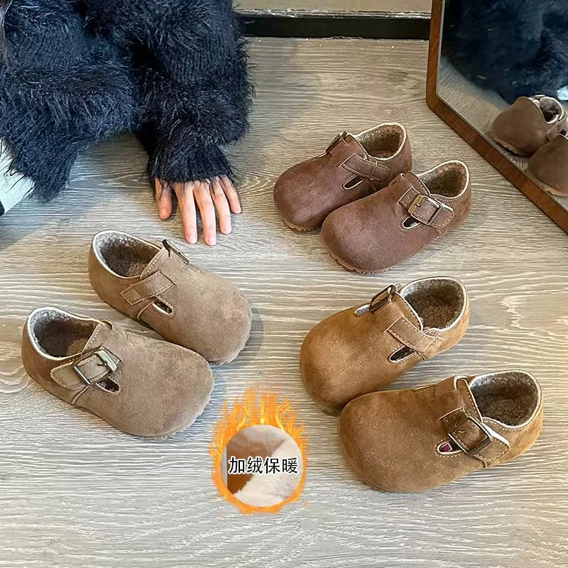 【现货】2025冬季新款韩版加绒勃肯鞋宝宝休闲可爱风软底防滑潮流