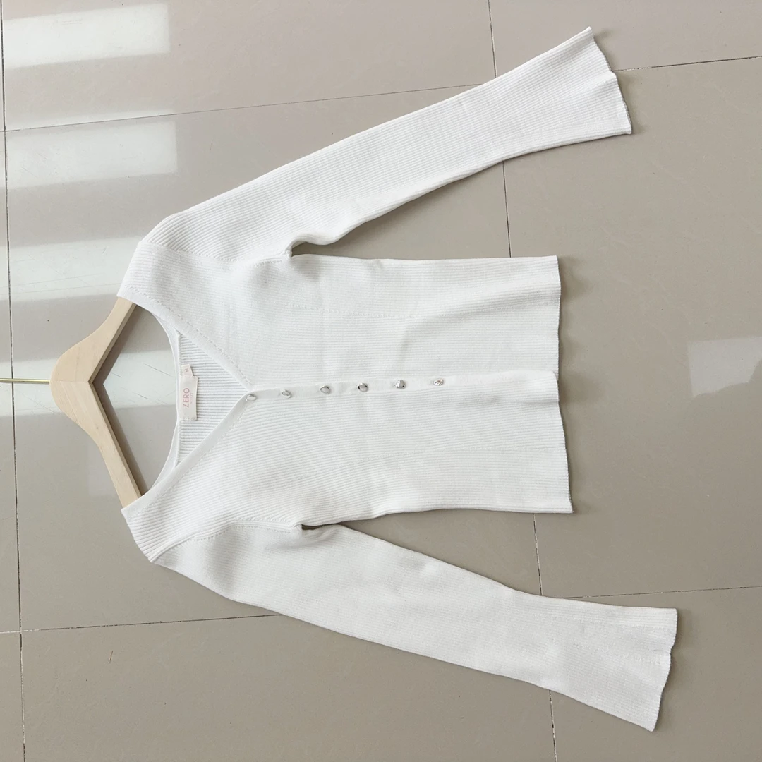 F123 纯色极简风高弹厚实款针织开衫