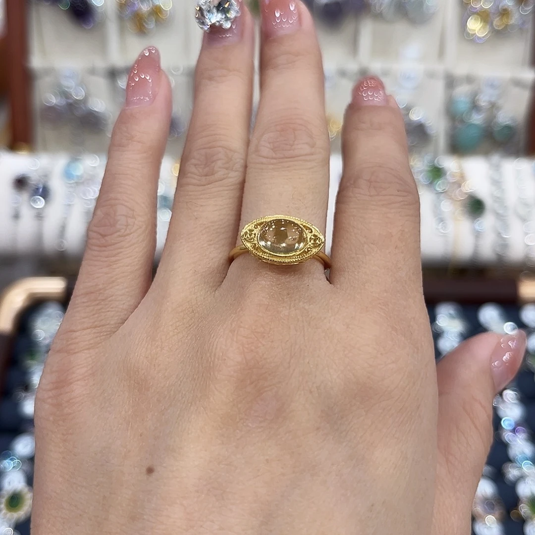 蛇纹石玉银S925镶嵌戒指