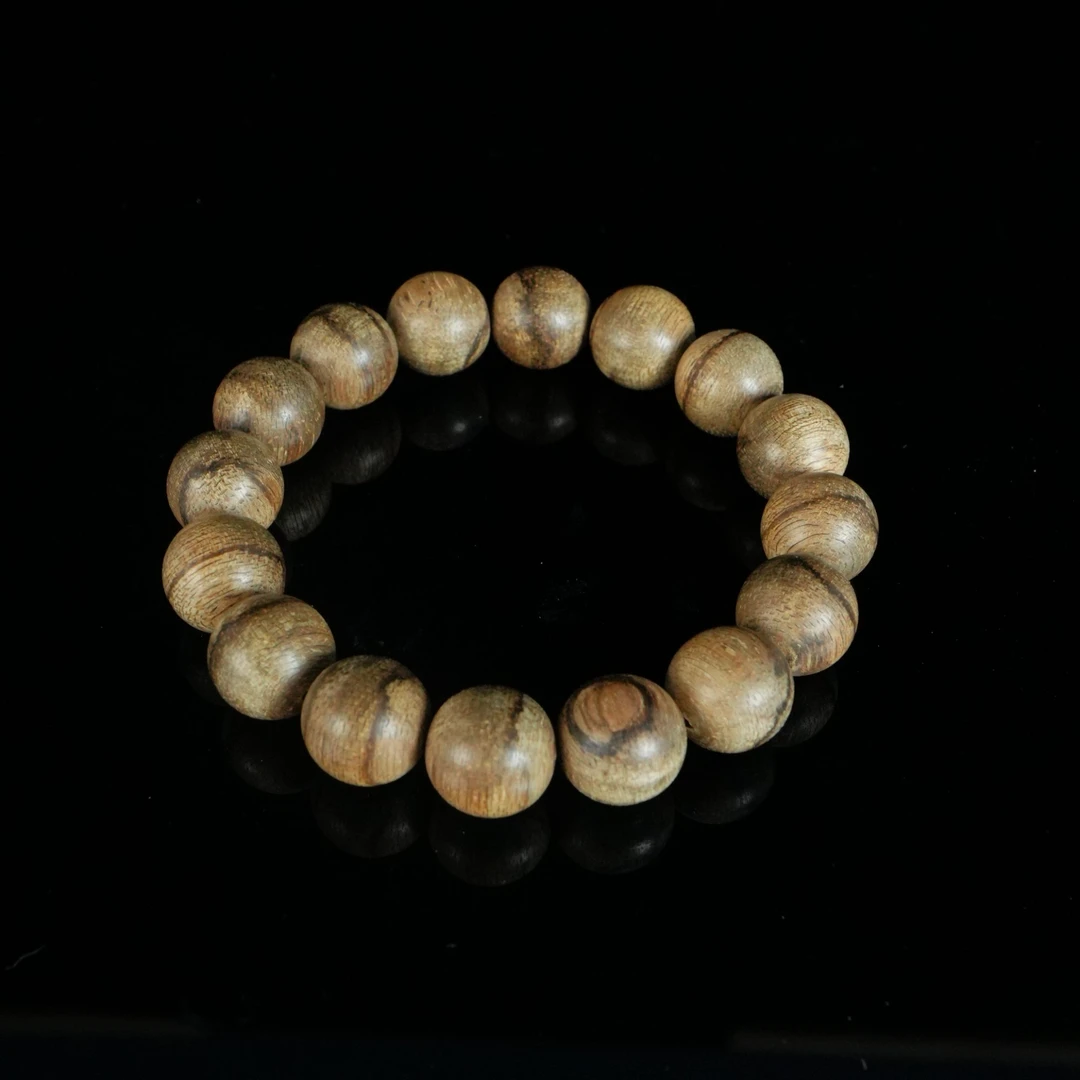 DY-B2568 马泥涝金丝虎皮纹老料沉香手串 1.29cm 12.2g