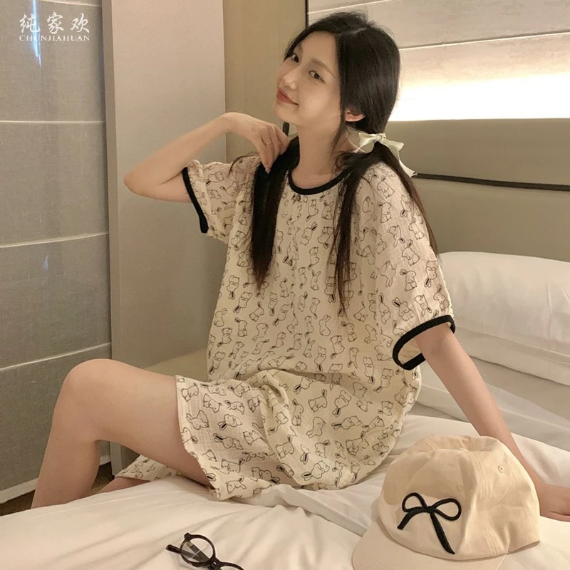 夏季睡衣女款爆款2025新款卡通兔子短袖短裤两件套学生宿舍可外穿
