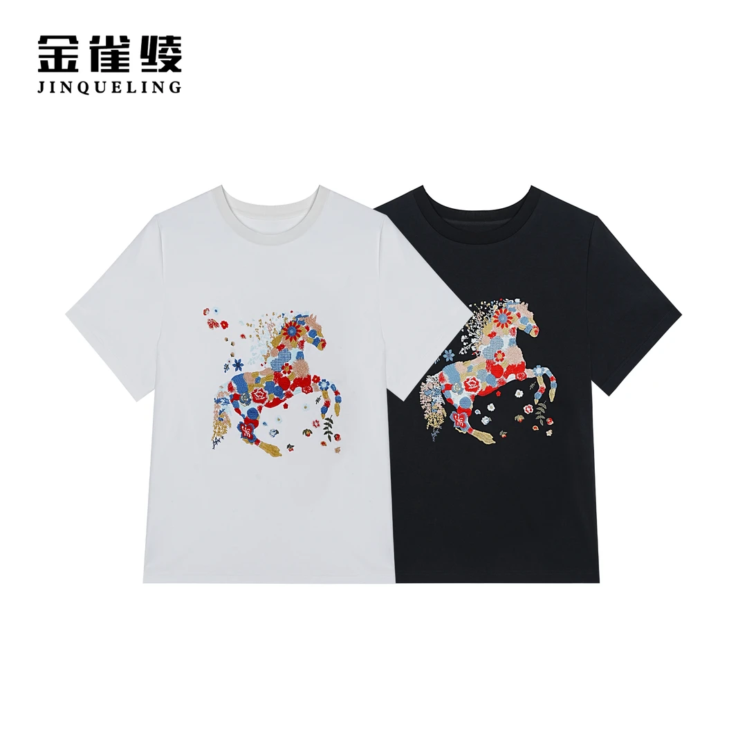 金雀绫【五花马】时尚潮流刺绣工艺百搭款小衫SZA1S059