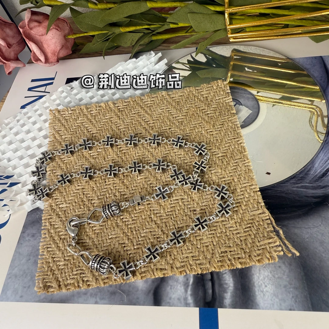 铜合金珐琅吊坠 十字架皇冠个性项链XL-1029