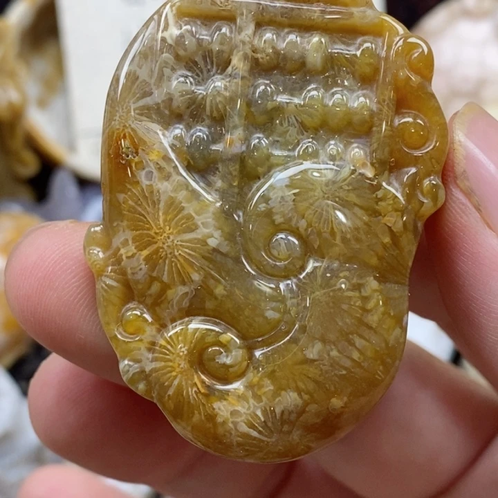 颈饰未镶嵌硅化珊瑚（珊瑚玉）有瑕