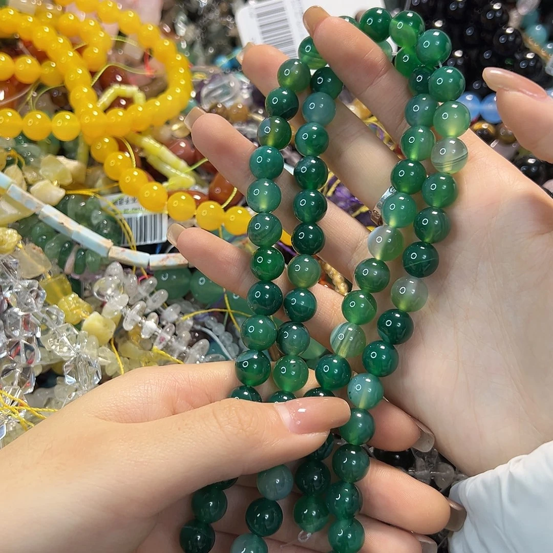 玛瑙/玉髓合金珠宝半成品卡10绿玛瑙一条