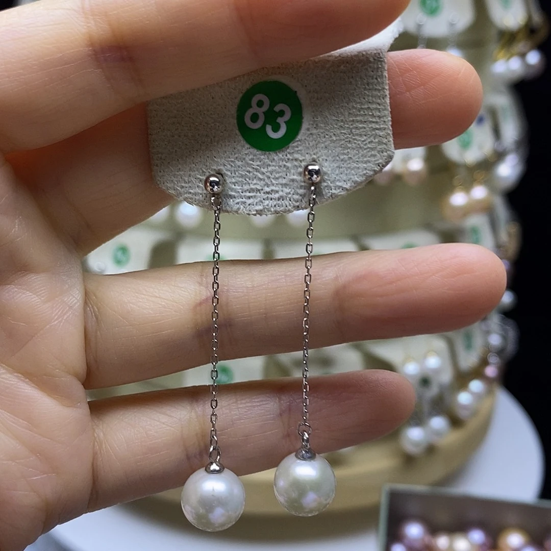 银S925镶嵌耳饰淡水珍珠