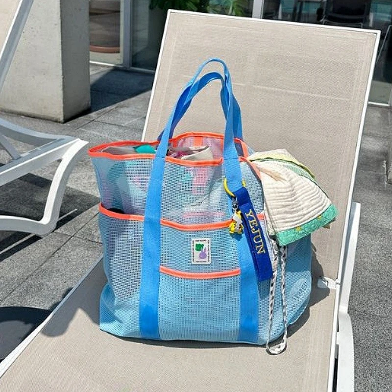 ins沙滩包大容量健身游泳泳衣收纳网兜户外旅行便携折叠手提网袋