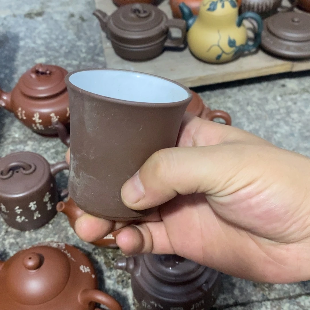 本***来茶壶紫砂竹节白釉杯1