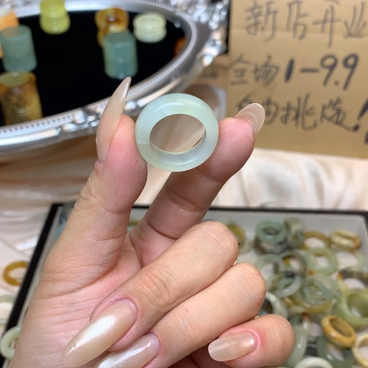 减***法合金蛇纹石玉戒指