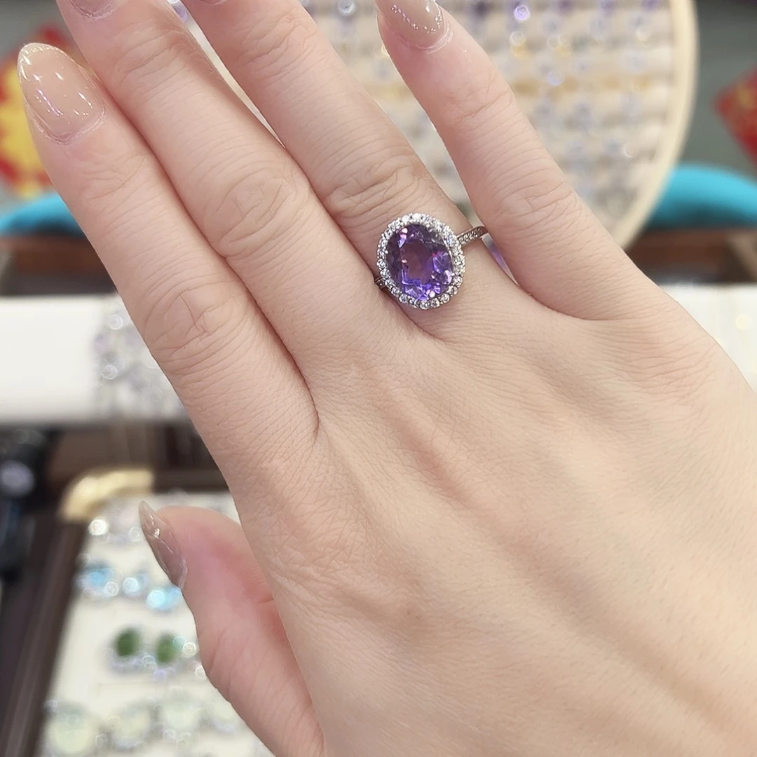 紫晶戒指银S925镶嵌