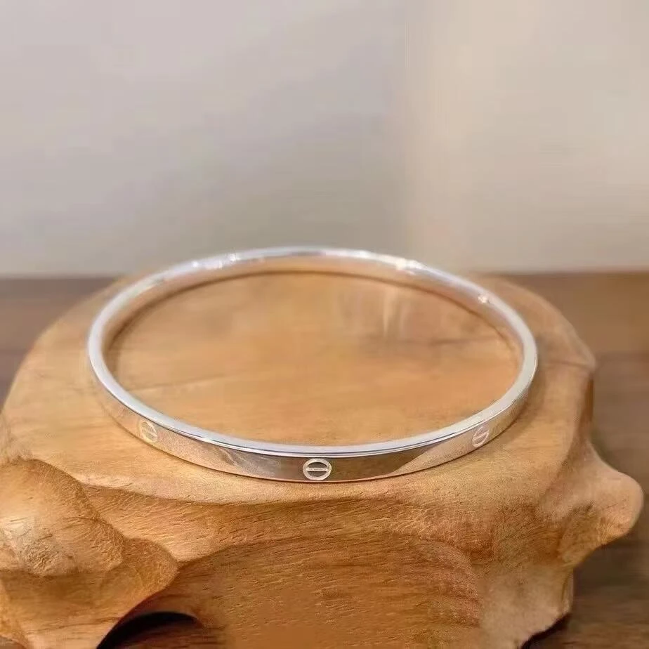 足银手镯 佬银匠 纯手工足银闭口光面实心卡家手镯