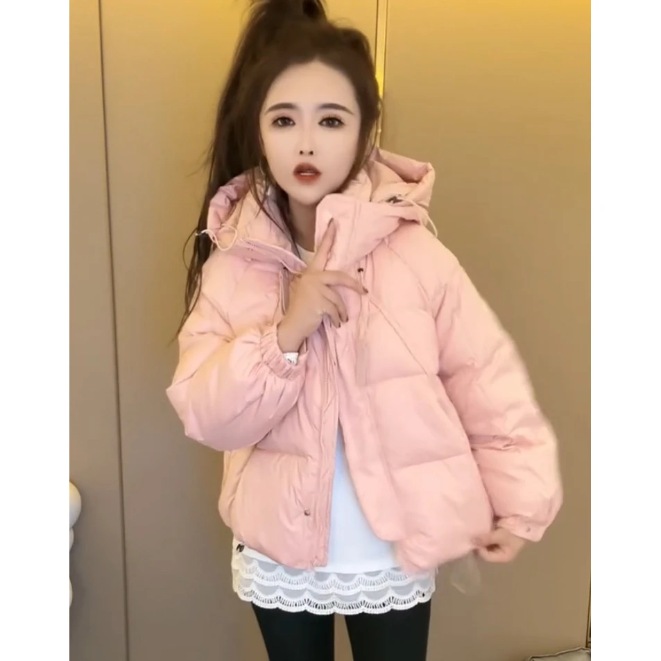 2025冬季新款韩版宽松加厚连帽棉服女时尚百搭保暖面包服外套