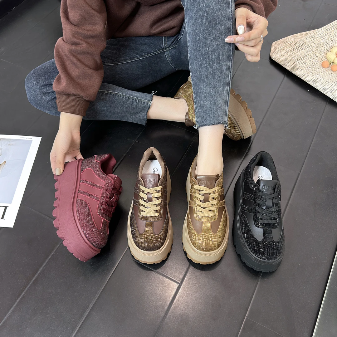 千之恋现货增高7CM2025早秋新款休闲时尚百搭高级感厚底女鞋5036