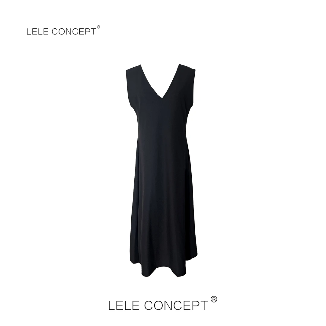 LELE CONGEPT丨【如一】时尚设计师V领净色连衣裙Q0582