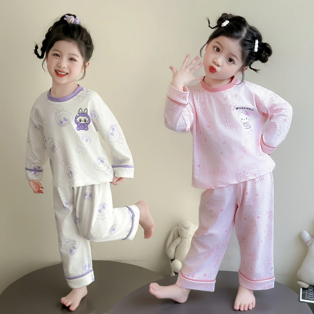 儿童睡衣a类纯棉春秋2025新款小女孩长袖套装女宝秋冬女童家居服