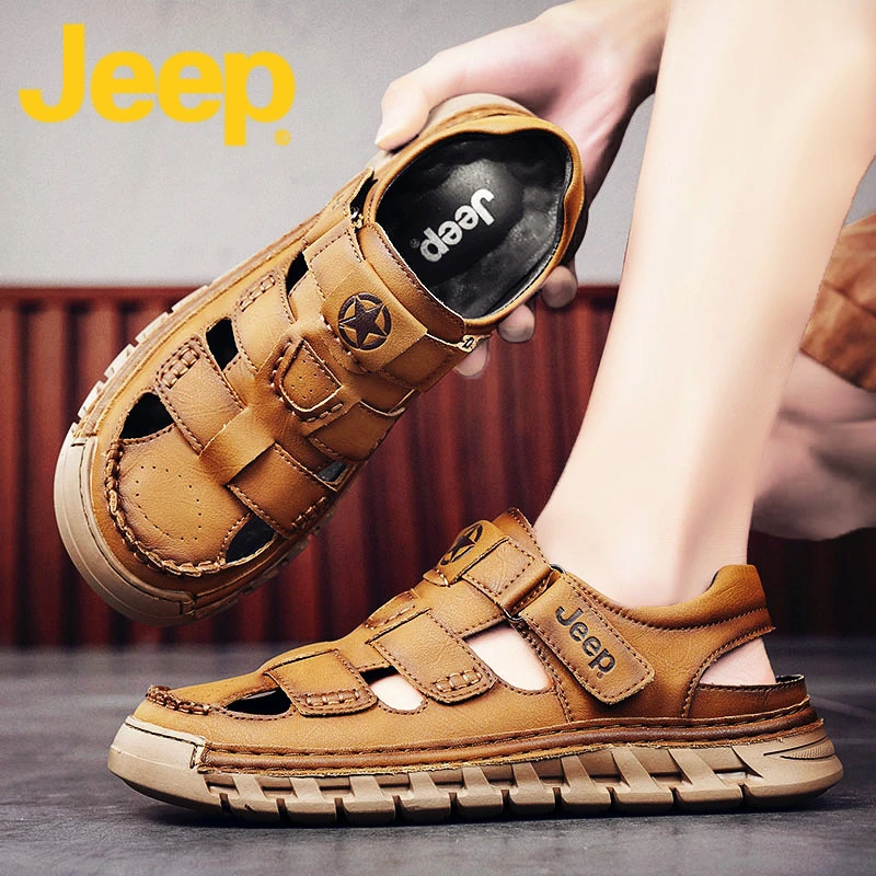 jeep吉普凉鞋男款夏季外穿2025新款男式高端包头运动沙滩拖鞋男士