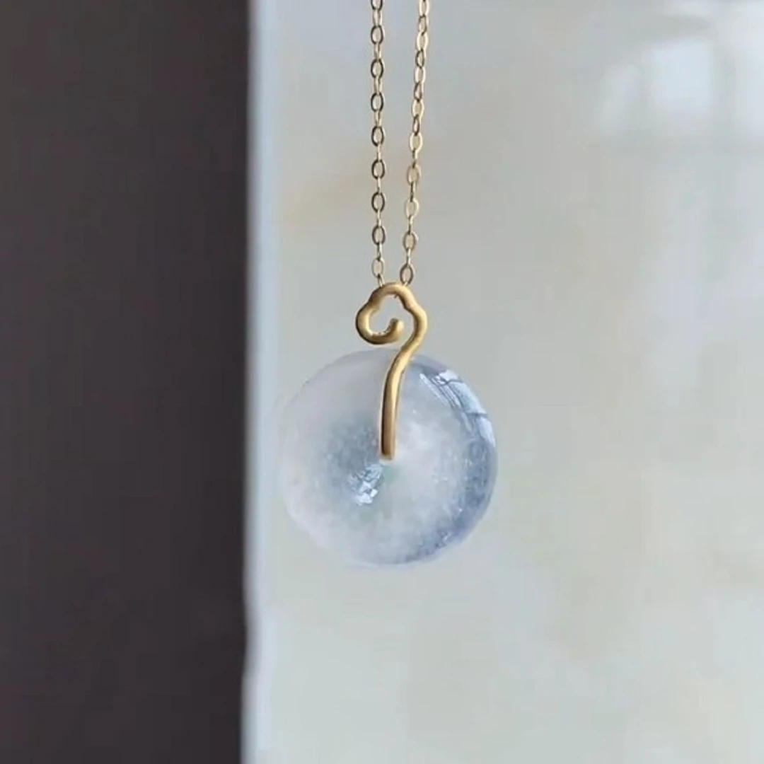 平安扣吊坠扣头镀18K万用扣金色佛公夹扣头翠绿色小瓜子扣DIY配件