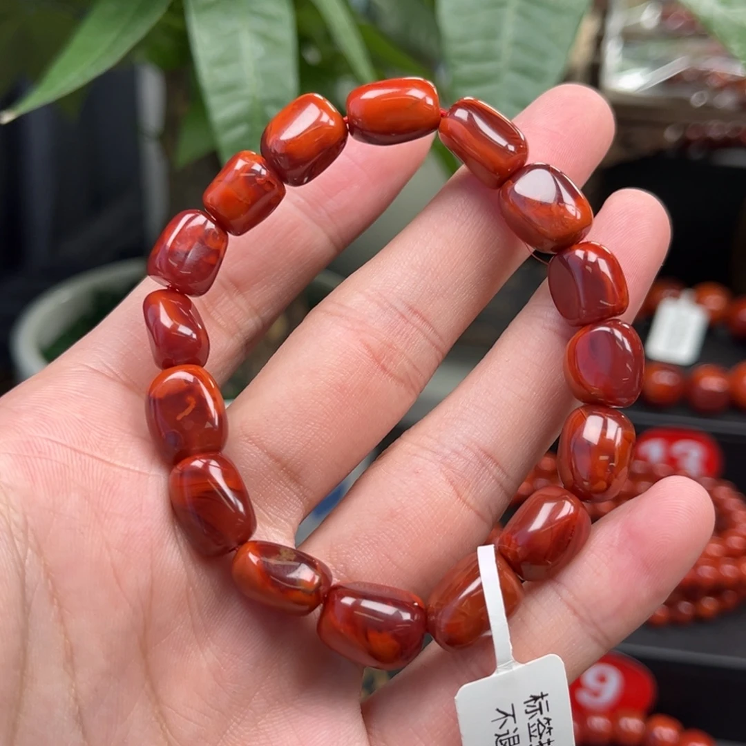 南红玛瑙未镶嵌手链川料瓦西双色随型手串10+