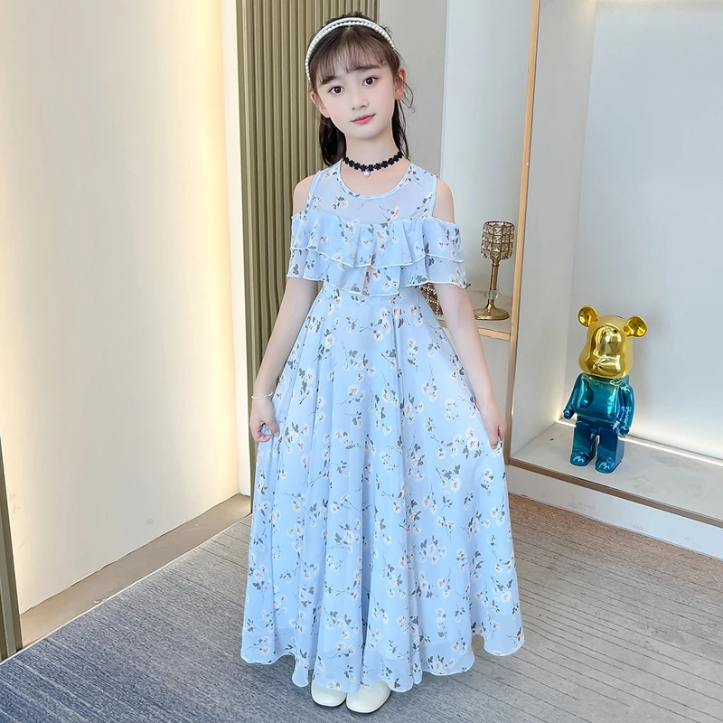 女童连衣裙夏季新款儿童洋气公主裙小女孩长款韩版休闲雪纺沙滩裙