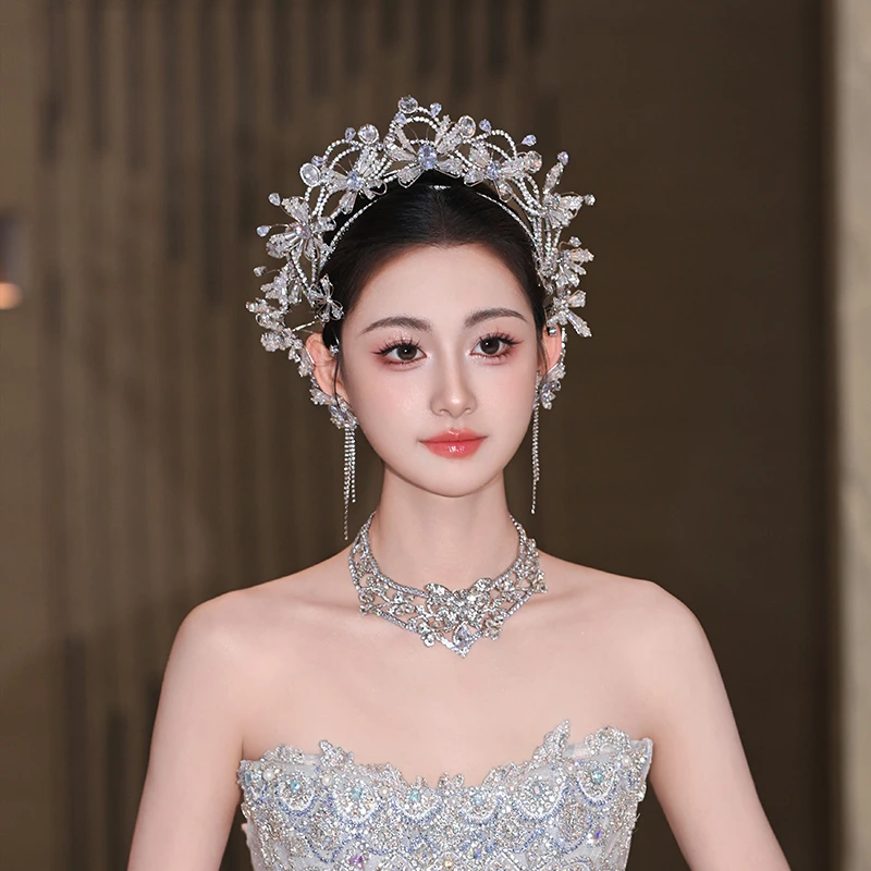 合金仿水晶婚庆饰品 喜看优选00912新娘头饰重工百搭皇冠礼服配饰