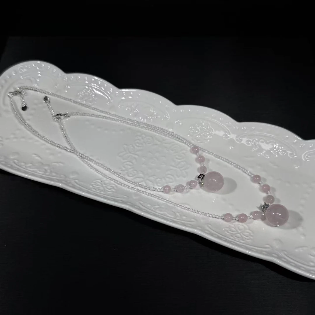 天然粉水晶DIY设计款项链多样性发一O327