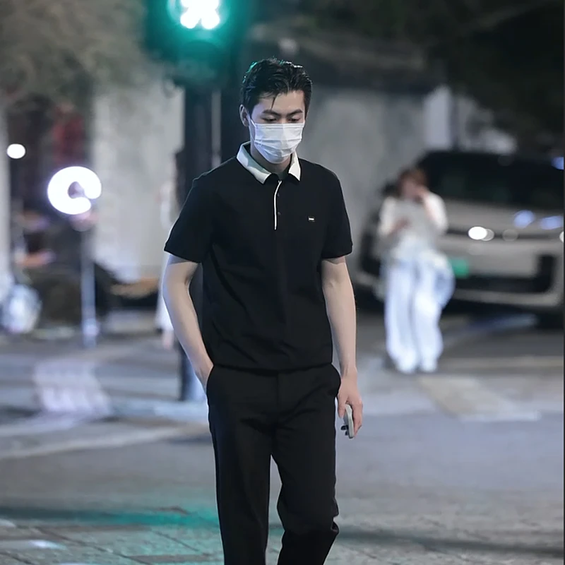 夏季男士短袖polo衫潮流韩版修身领子撞色翻领短袖T恤男透气衣服