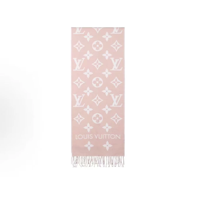 未使用 LouisVuitton/路易威登 粉白羊毛围巾