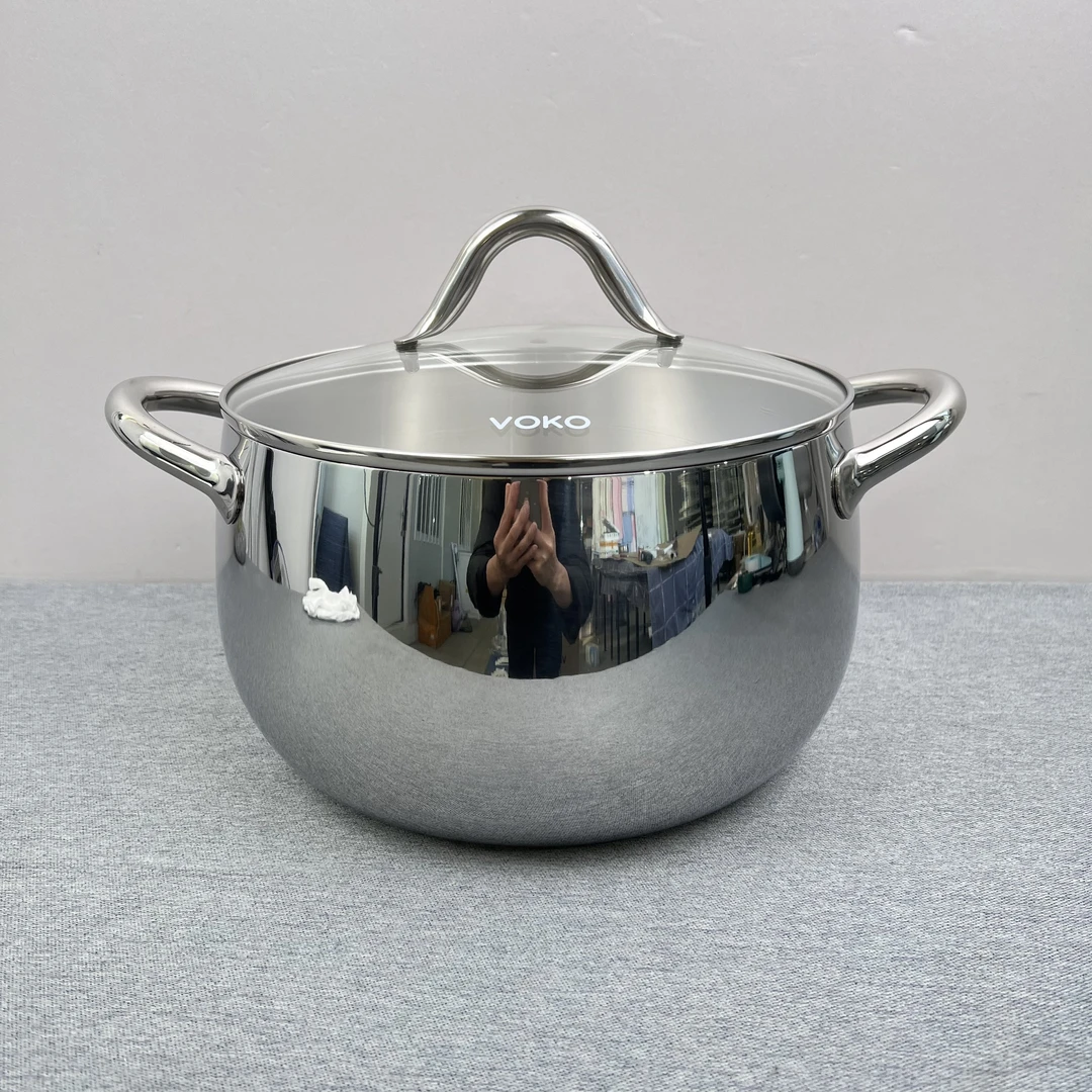 TG266 VOKO304不锈钢双耳汤锅26*16CM容量9L带盖重约2.72KG