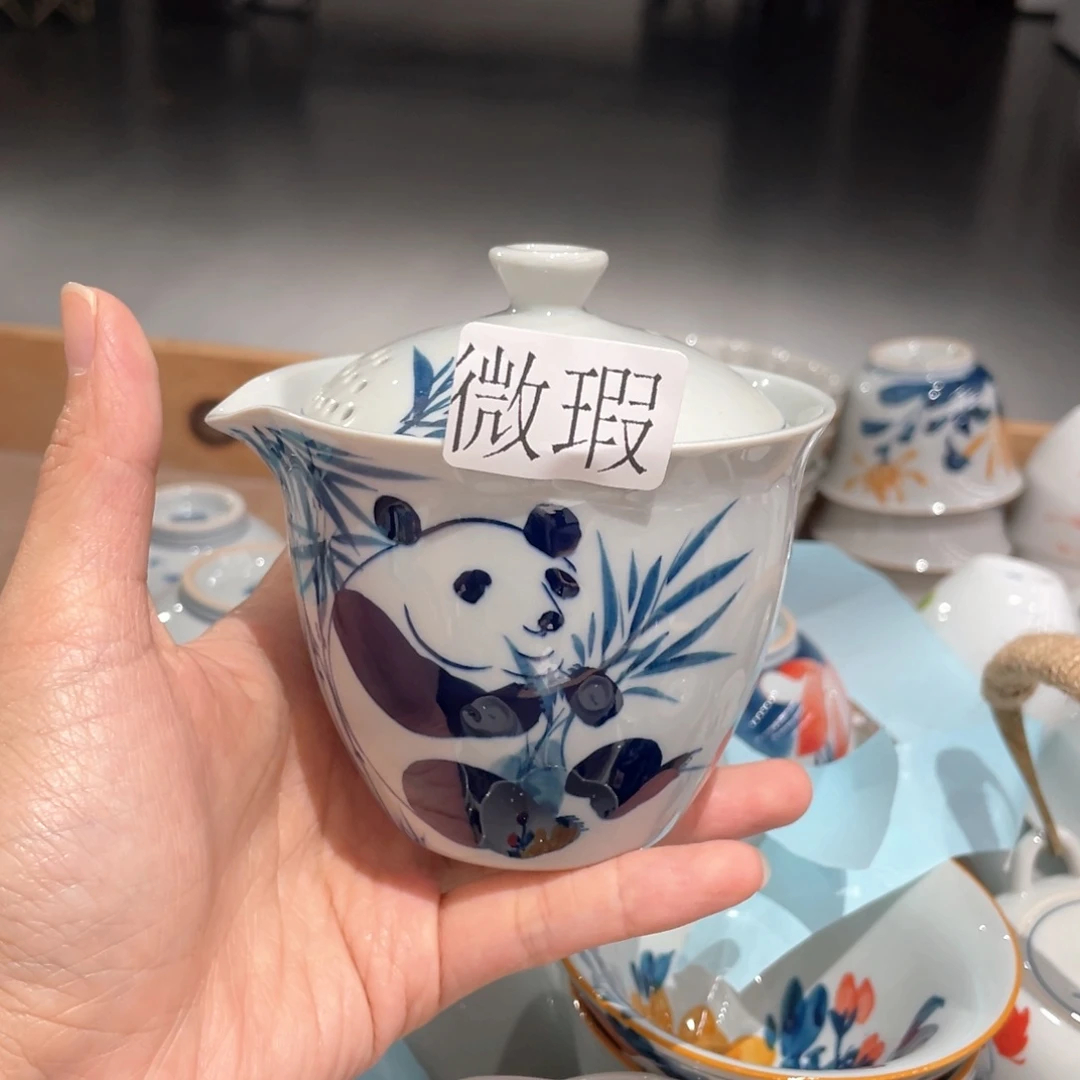 釉下手绘茶具微瑕