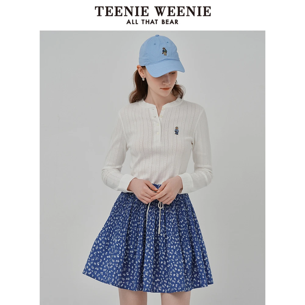TeenieWeenie小熊长袖T恤25半开襟温柔洋气打底衫女装TTLA256314I