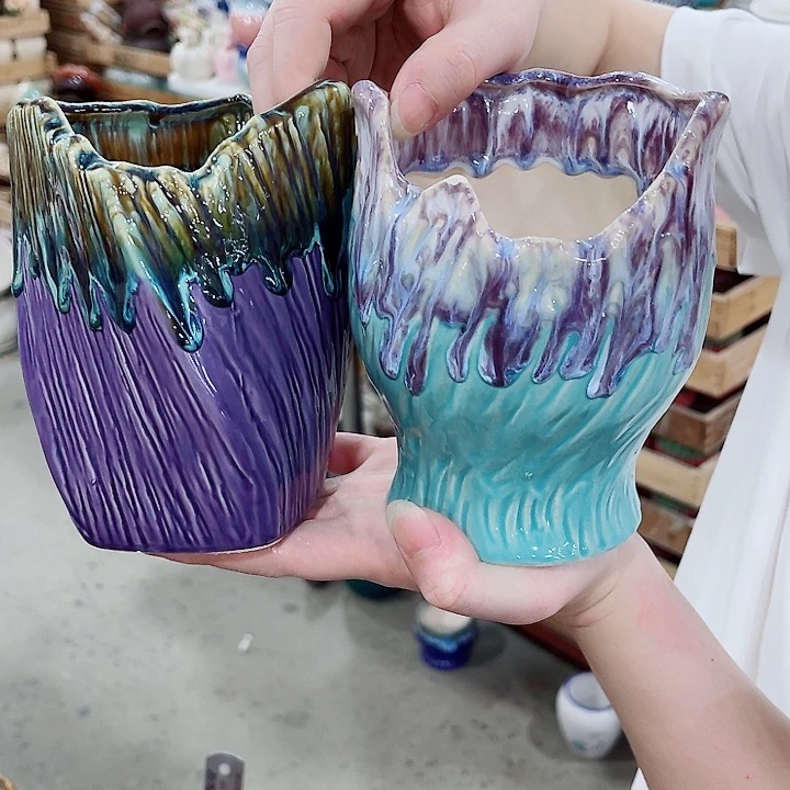 有孔，凑10元包邮陶瓷花盆发货！