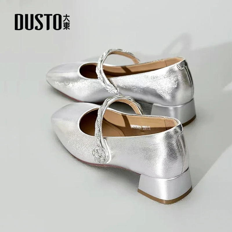 大东玛丽珍女鞋秋季新款时尚百搭气质单鞋中跟浅口通勤鞋子女0032